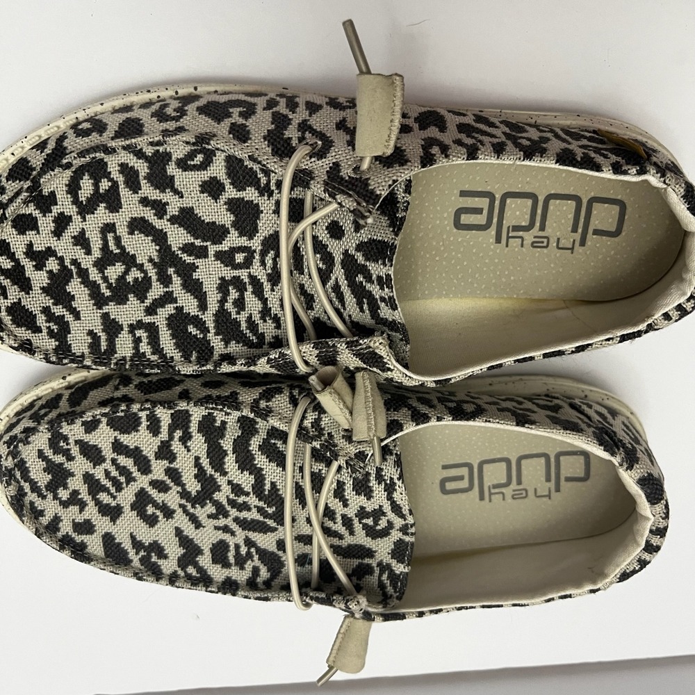 Hey Dude Woven Cheetah Grey Slip On Loafers Women's Size 11